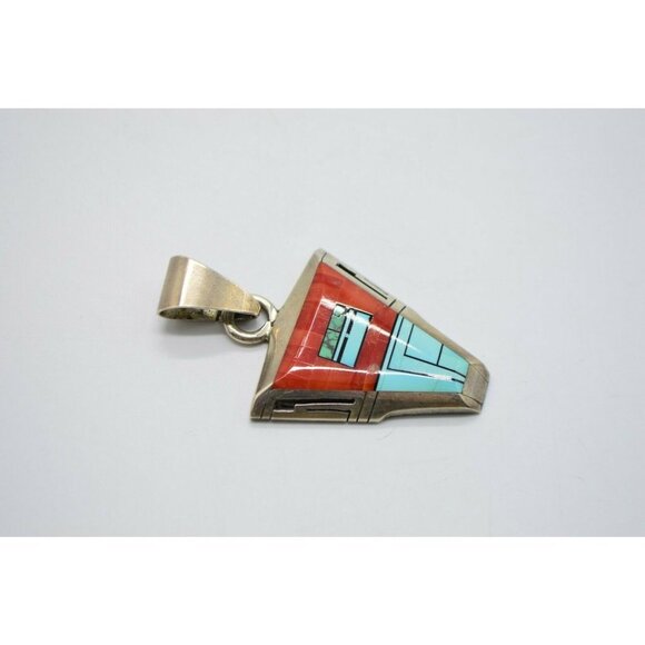 Johnny Benavidez Navajo Sterling Silver Inlay Spin - Picture 2 of 5